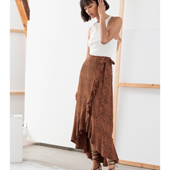 leopard ruffle wrap skirt